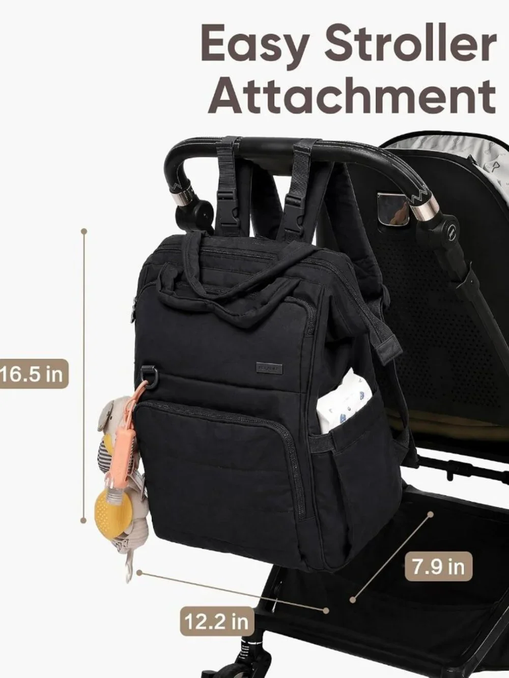 Stylish Baby Diaper Backpack with Changing Pad, Insulated Bottle Holders